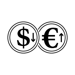 Image showing Falling Dollar And Growth Up Euro Coins Icon