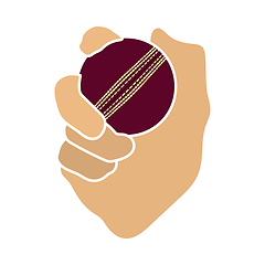 Image showing Hand Holding Cricket Ball Icon
