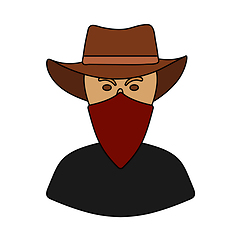 Image showing Cowboy With A Scarf On Face Icon