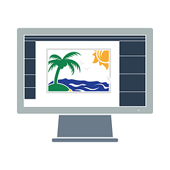 Image showing Icon Of Photo Editor On Monitor Screen
