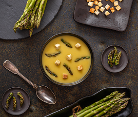 Image showing Creamy asparagus soup