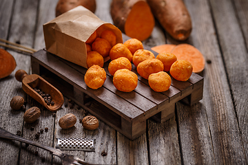 Image showing Thai fried sweet potato balls