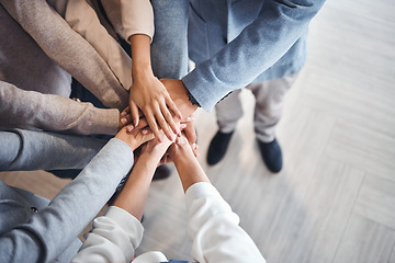 Image showing Mockup, business and hands for partnership, support and solidarity for deal, project and collaboration. Teamwork, diversity and corporate with employees, community and motivation for brainstorming