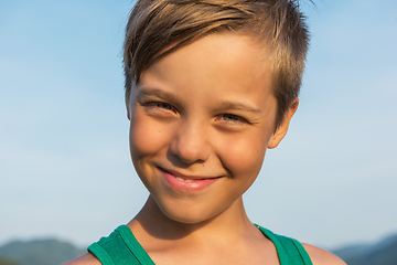 Image showing Closeup portrait of a boy in summer day.