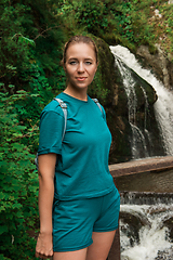 Image showing Woman at Choodor Waterfall