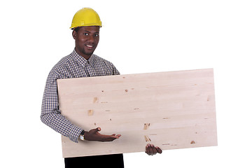 Image showing Young african american carpenter 