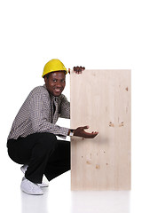 Image showing Young african american carpenter 