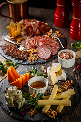 Image showing Cold cuts and cheese plate