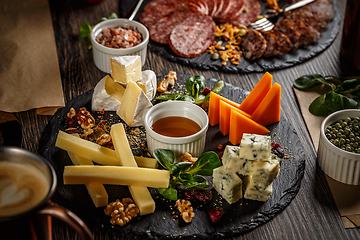 Image showing Appetizer table with antipasto snacks