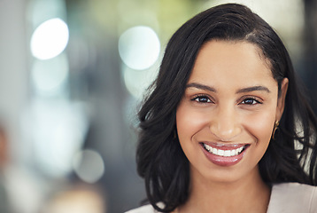 Image showing Portrait of black woman happy with career in Human Resources, job opportunity and company values. Face of person, worker or employee with positive mindset for business management in Atlanta and smile
