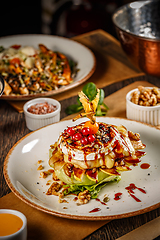 Image showing Grilled Camembert with baked pear