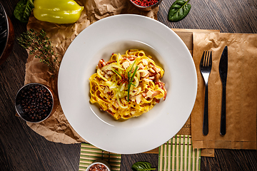 Image showing Delicious pasta carbonara