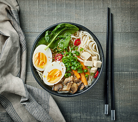 Image showing bowl of asian noodle soup