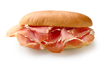 Image showing sandwich with sliced spanish iberico ham
