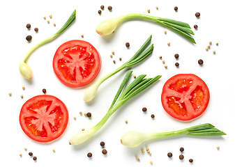 Image showing tomato slices, green onion and pepper
