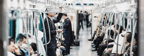 Image showing Passengers traveling by Tokyo metro.