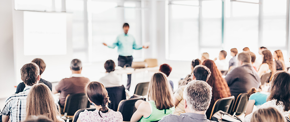 Image showing Speaker at Business convention and Presentation.