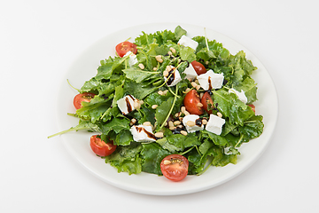 Image showing Green salad with vegetables and cheese