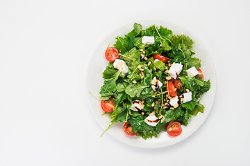 Image showing Green salad with vegetables and cheese