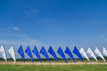 Image showing Blue and white flags