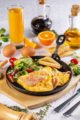 Image showing Omelette with ham