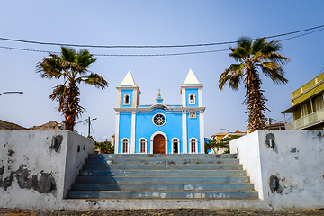 Image showing Blue church in Sao Filipe, Fogo Island, Cape Verde