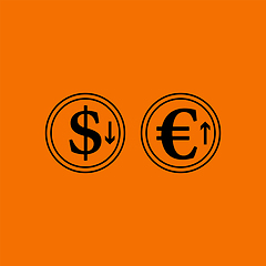 Image showing Falling Dollar And Growth Up Euro Coins Icon