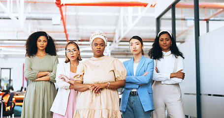 Image showing Business, women leadership and empowerment portrait of woman office staff ready for teamwork. Team work, advertising and creative management group with a smile happy about company growth vision