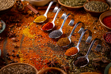 Image showing Collection of spices in spoon