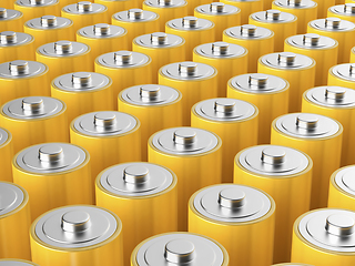 Image showing Yellow AA size batteries