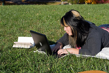 Image showing Girl Using a Laptop