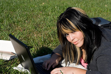 Image showing Girl Using a Laptop