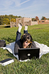 Image showing Girl Using a Laptop