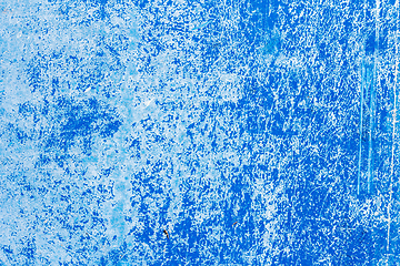 Image showing Texture of old blue cracked paint on plastic