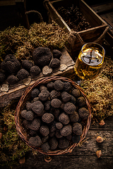 Image showing Black truffles, gourmet mushrooms