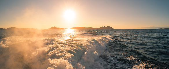 Image showing Waves behind the boat