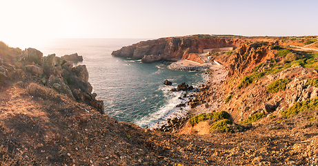 Image showing Carrapateira\'s Fishing Port at sunset