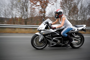 Image showing Blonde Biker Girl