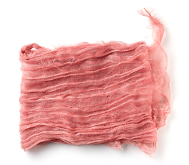 Image showing pink folded crumpled cotton napkin