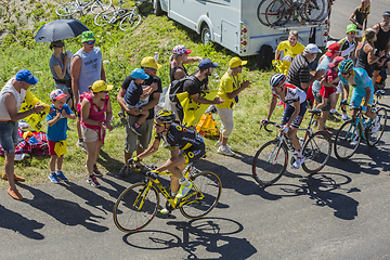 Image showing Three Cyclists on Col du Grand Colombier - Tour de France 2016