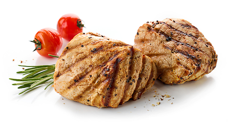 Image showing freshly grilled pork fillet steaks 