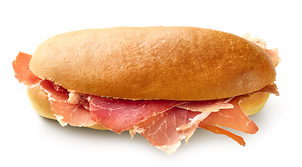 Image showing sandwich with sliced spanish iberico ham