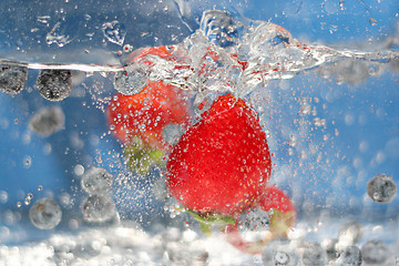 Image showing Red Strawberries Splash