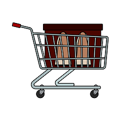 Image showing Shopping Cart With Shoes In Box Icon