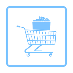 Image showing Shopping Cart With Bag Of Food Icon