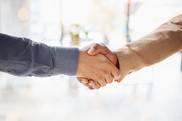 Image showing Business people, handshake and partnership in b2b, agreement or deal for collaboration, teamwork or unity. Hand of corporate employees shaking hands for meeting, greeting or success in solidarity