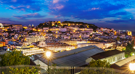 Image showing View of Lisbon from Miradouro de Sao Pedro de Alcantara viewpoint. Lisbon, Portugal