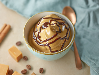 Image showing whipped caramel and coffee mousse dessert