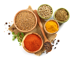 Image showing various spices on white background