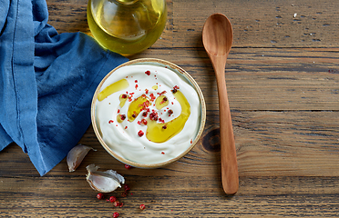 Image showing bowl of sour cream or greek yogurt